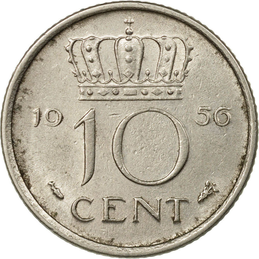 Münze, Niederlande, Juliana, 10 Cents, 1956, S+, Nickel, KM:182