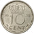 Moneda, Países Bajos, Juliana, 10 Cents, 1956, BC+, Níquel, KM:182