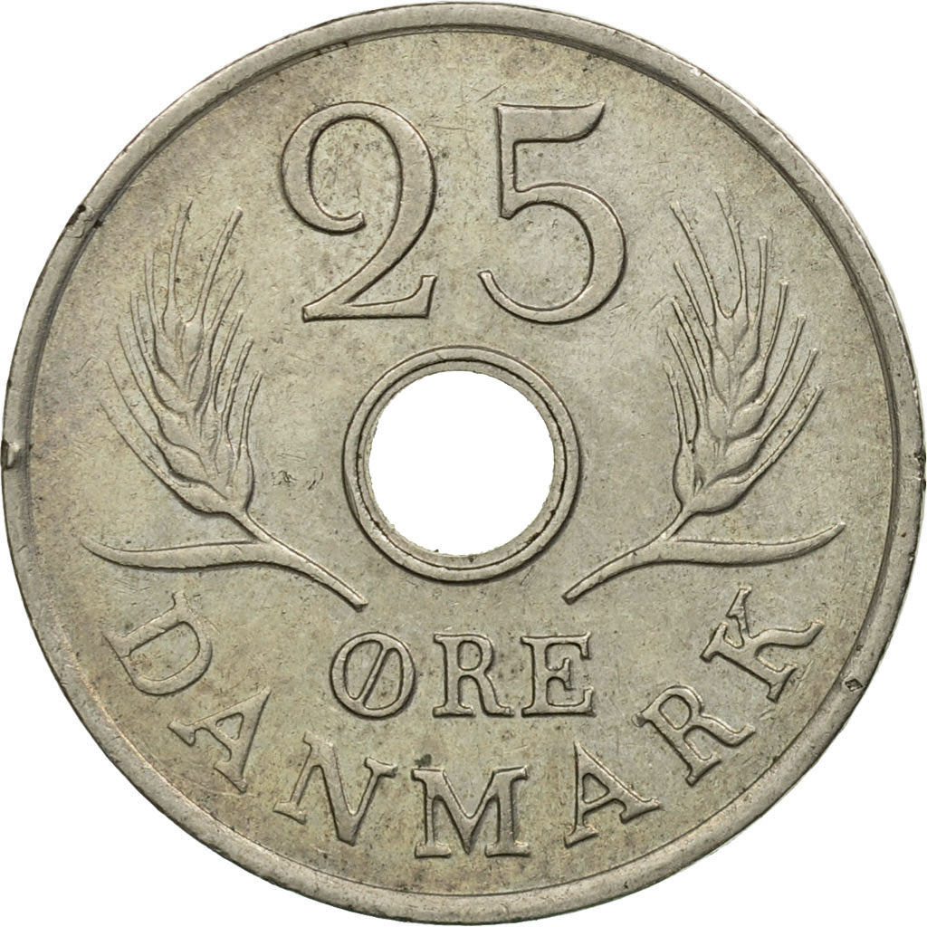 Coin, Denmark, Frederik IX, 25 Öre, 1969, Copenhagen, VF(30-35), Copper-nickel