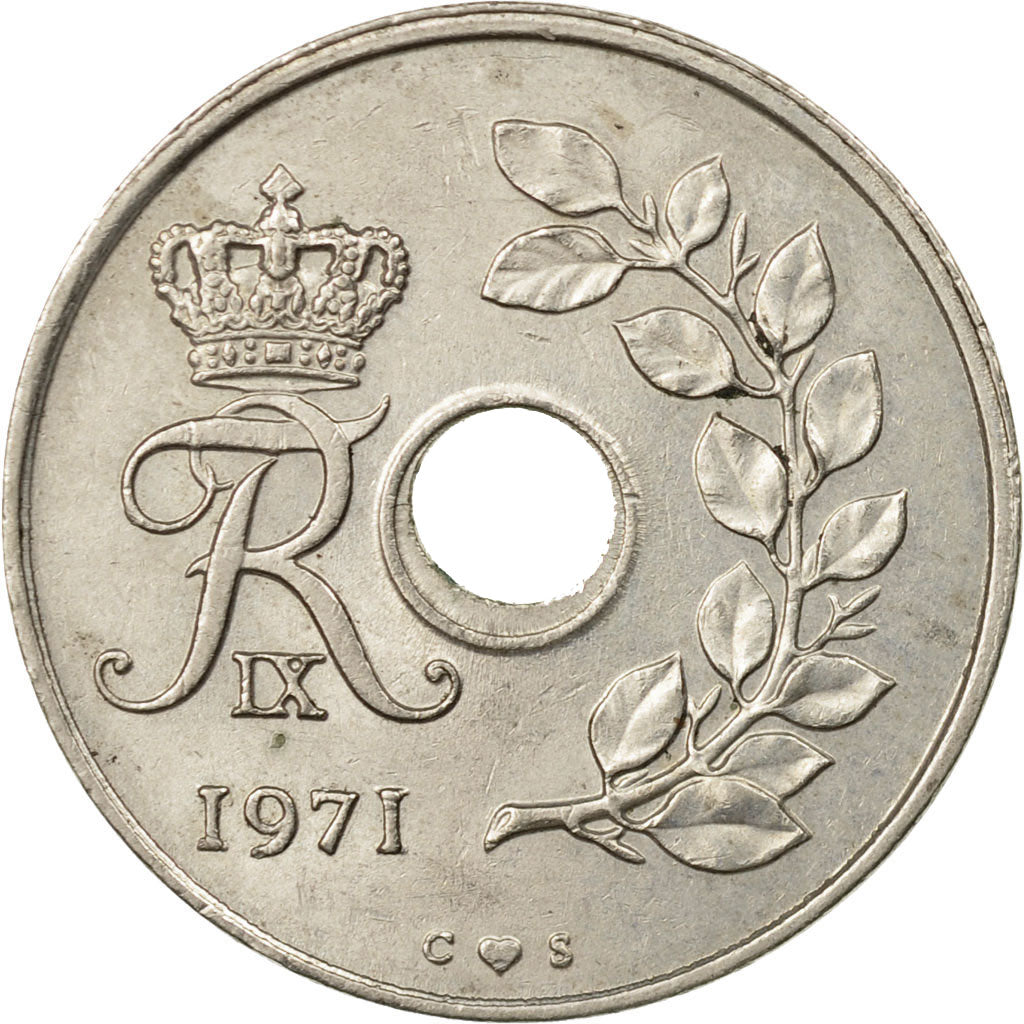 Coin, Denmark, Frederik IX, 25 Öre, 1971, Copenhagen, EF(40-45), Copper-nickel