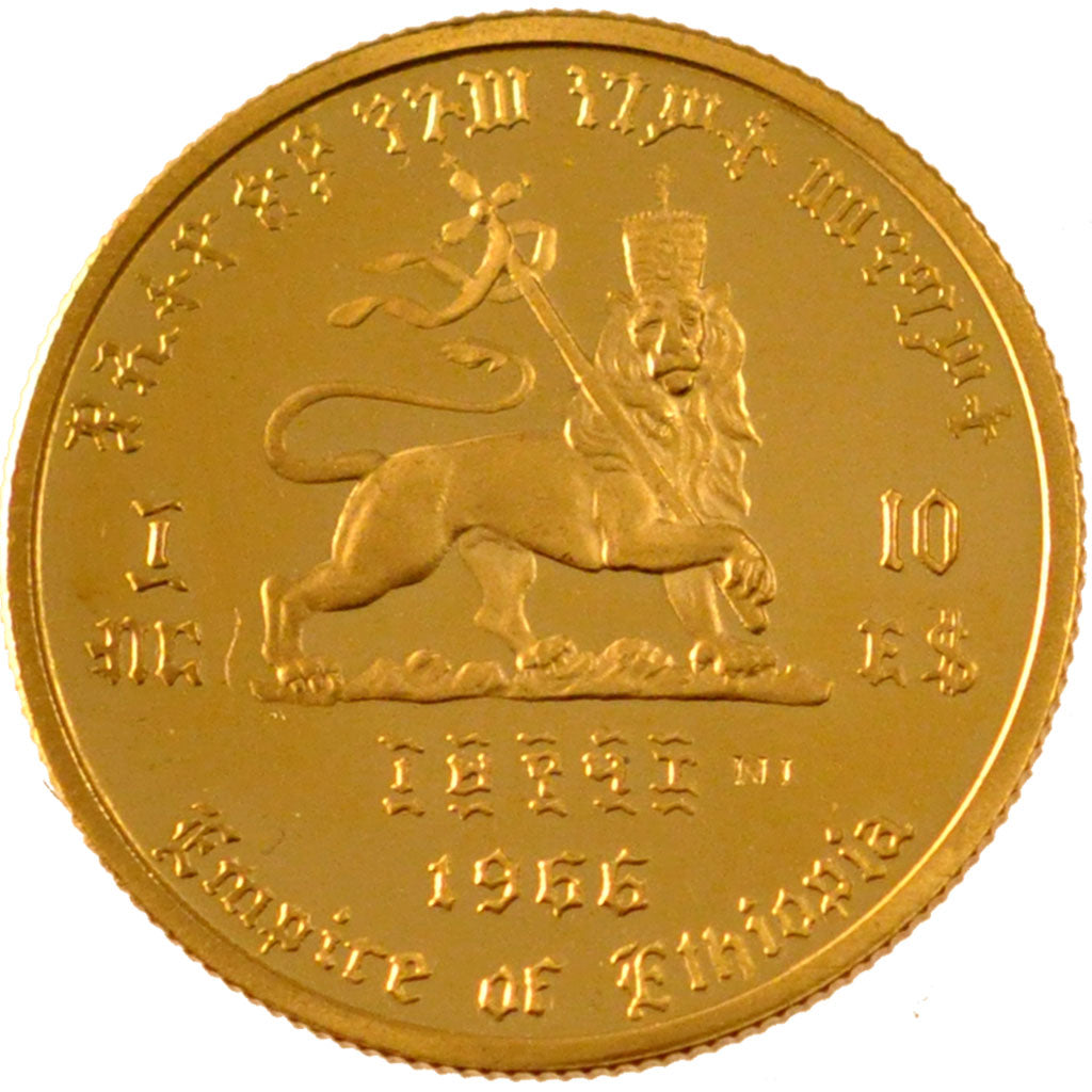 ETHIOPIA, 10 Dollars, 1966, KM #38, MS(60-62), Gold, 4.08