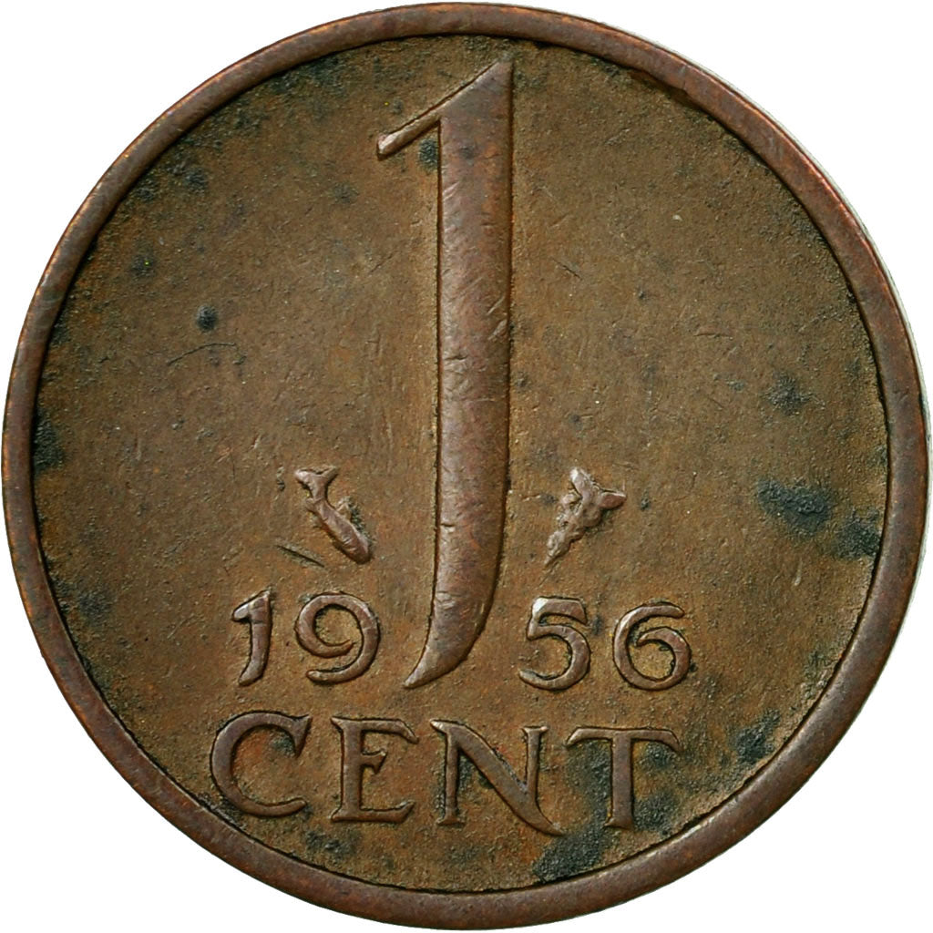 Munten, Nederland, Juliana, Cent, 1956, FR+, Bronze, KM:180