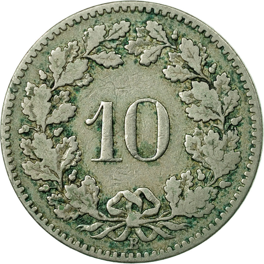 Coin, Switzerland, Victoria, 10 Rappen, 1880, Bern, Ottawa, VF(20-25)