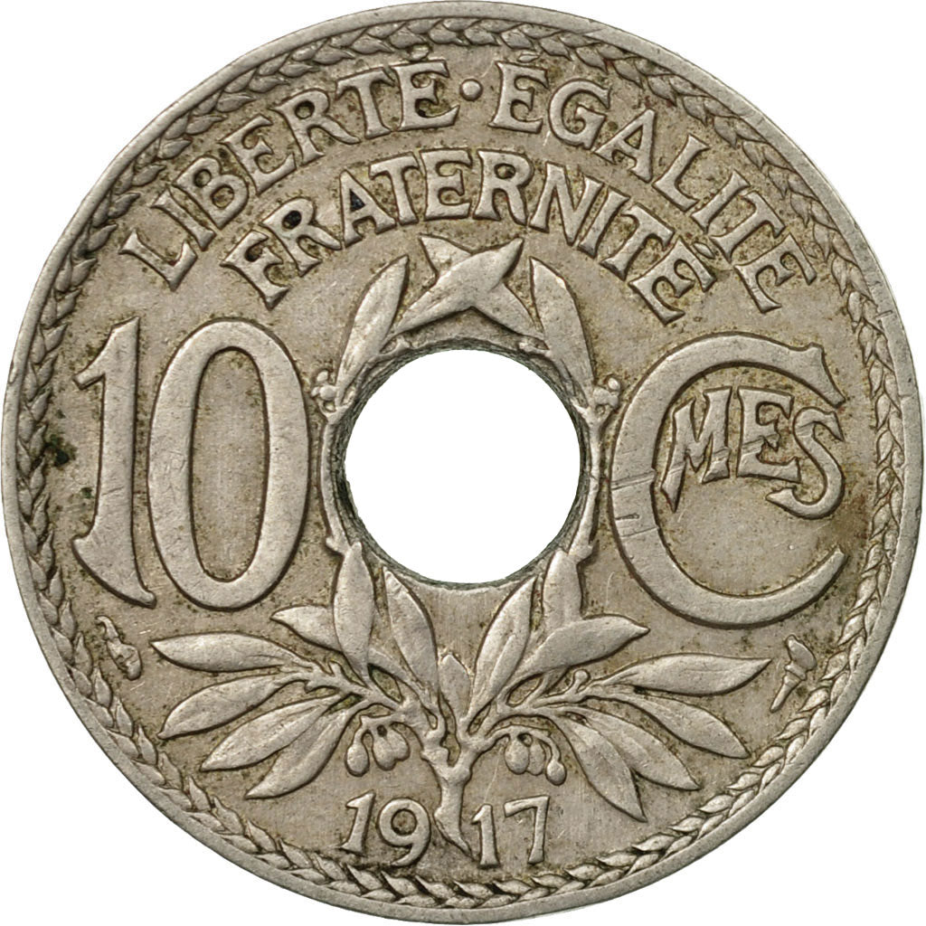 Munten, Frankrijk, Lindauer, 10 Centimes, 1917, FR+, Copper-nickel, KM:866a