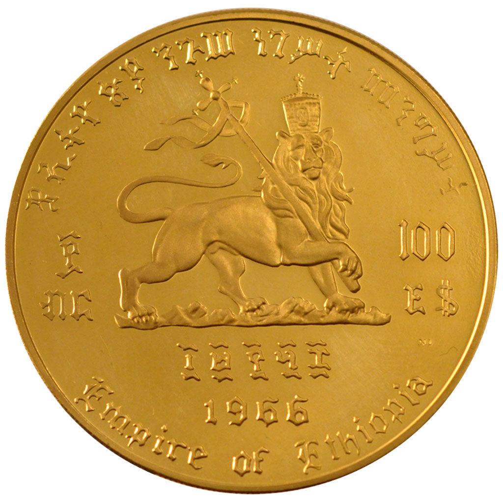 Etiopia, Haile Selassie, 100 Dollars, 1966, SPL, Oro, KM:41