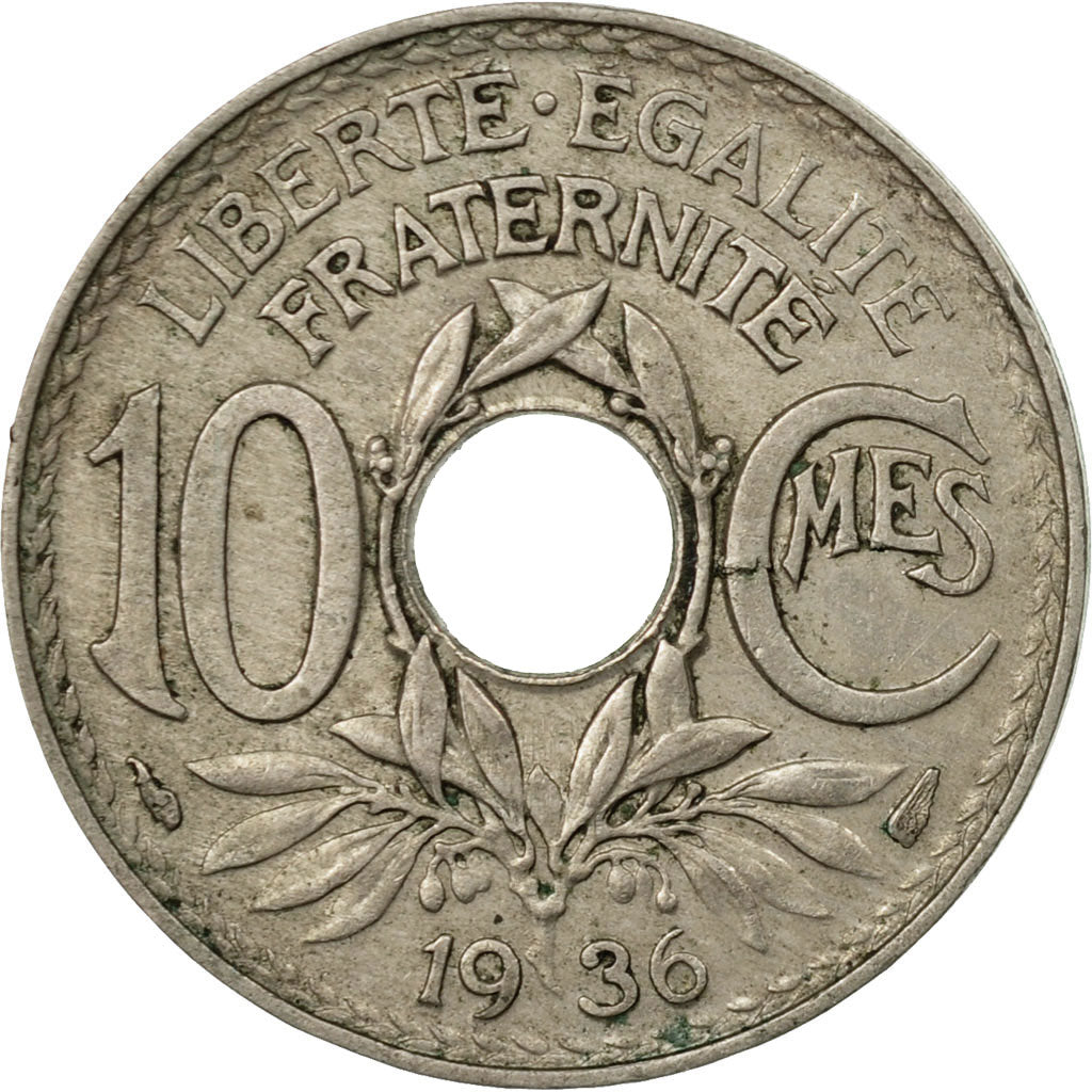Munten, Frankrijk, Lindauer, 10 Centimes, 1936, ZF, Copper-nickel, KM:866a
