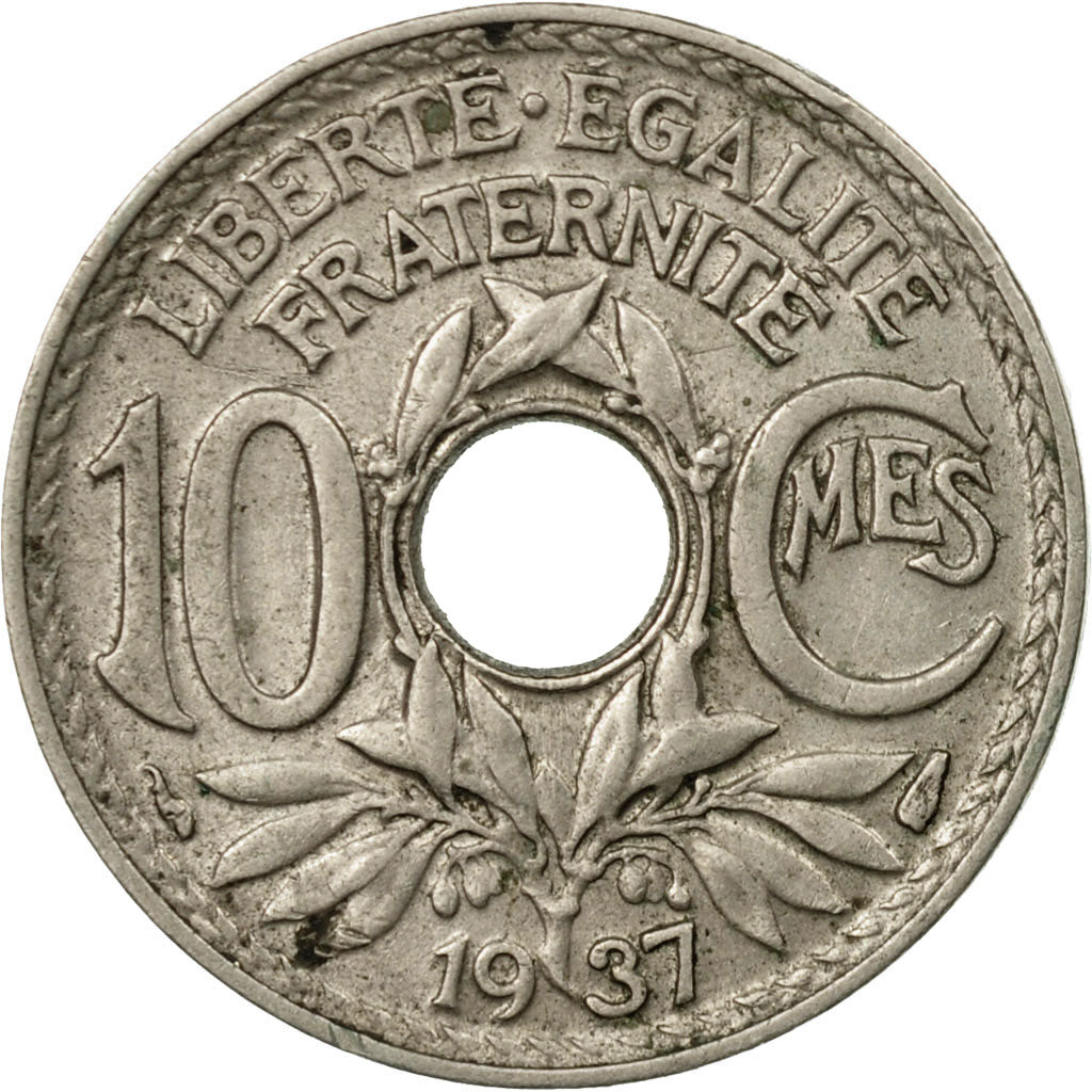 Munten, Frankrijk, Lindauer, 10 Centimes, 1937, ZF, Copper-nickel, KM:866a