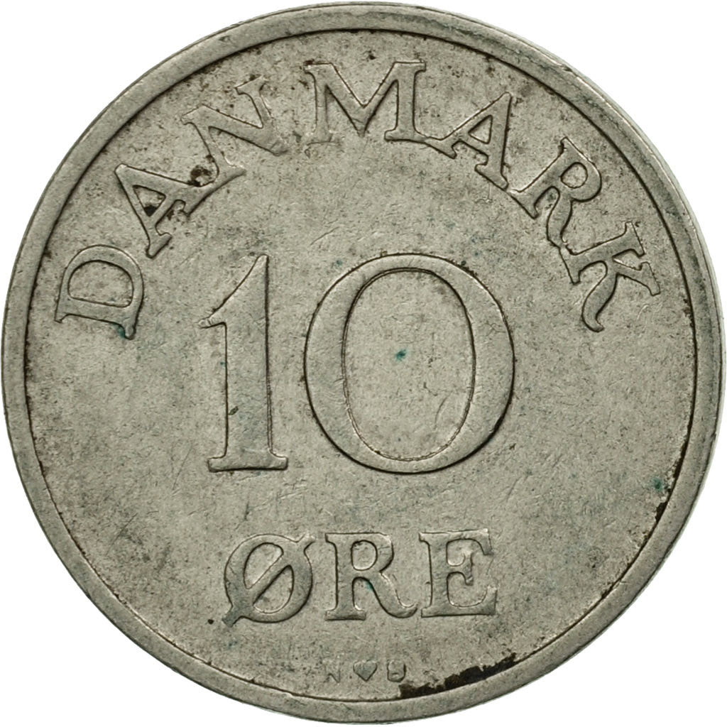 Coin, Denmark, Frederik IX, 10 Öre, 1953, Copenhagen, VF(30-35), Copper-nickel