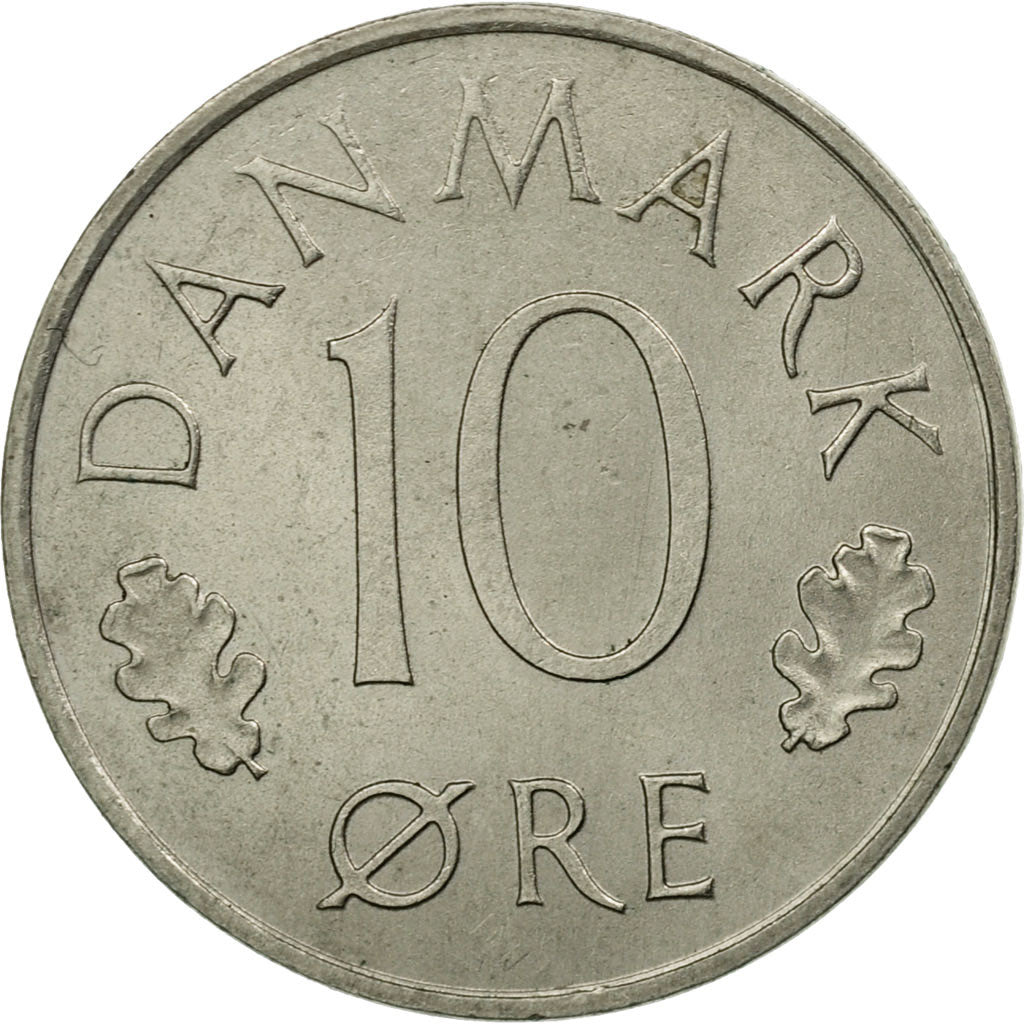 Coin, Denmark, Margrethe II, 10 Öre, 1973, Copenhagen, VF(30-35)
