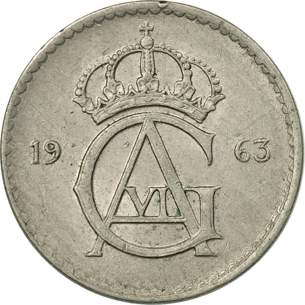 Coin, Sweden, Gustaf VI, 10 Öre, 1963, EF(40-45), Copper-nickel, KM:835