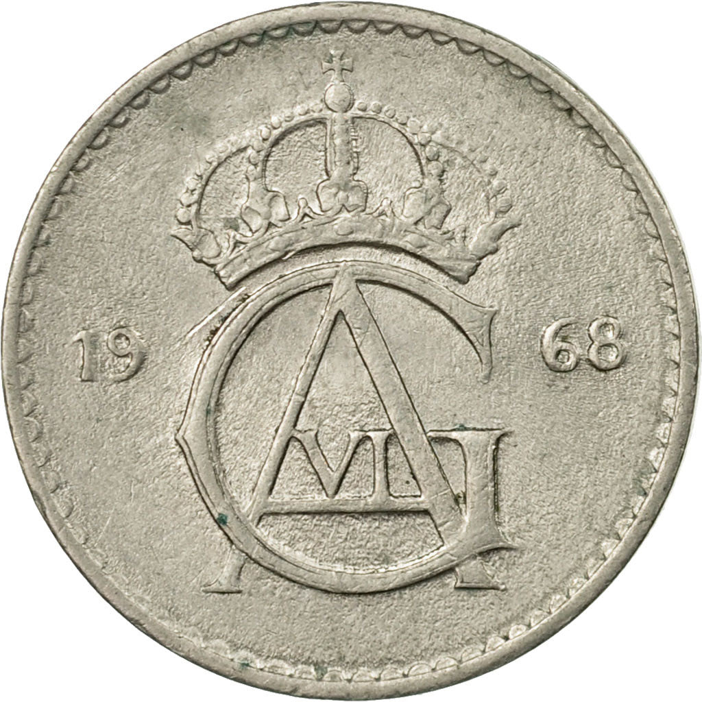 Coin, Sweden, Gustaf VI, 10 Öre, 1968, VF(30-35), Copper-nickel, KM:835