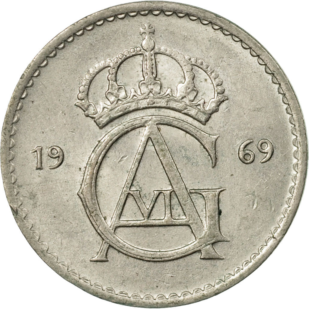 Coin, Sweden, Gustaf VI, 10 Öre, 1969, EF(40-45), Copper-nickel, KM:835