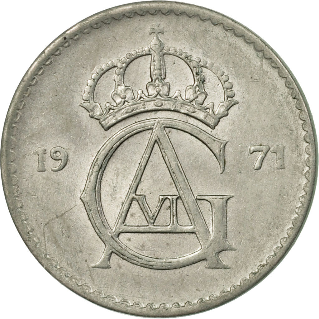 Coin, Sweden, Gustaf VI, 10 Öre, 1971, EF(40-45), Copper-nickel, KM:835