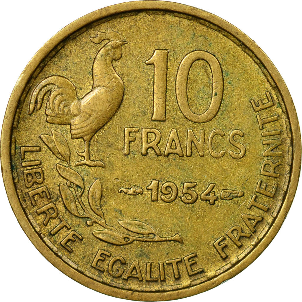 Moneta, Francja, Guiraud, 10 Francs, 1954, Paris, EF(40-45), Aluminium-Brąz