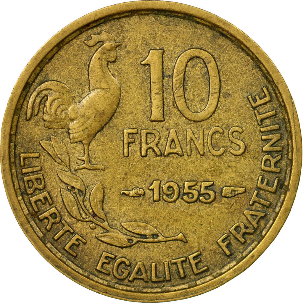 Munten, Frankrijk, Guiraud, 10 Francs, 1955, Paris, ZF, Aluminum-Bronze