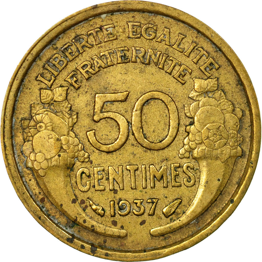 Coin, France, Morlon, 50 Centimes, 1937, VF(20-25), Aluminum-Bronze, KM:894.1
