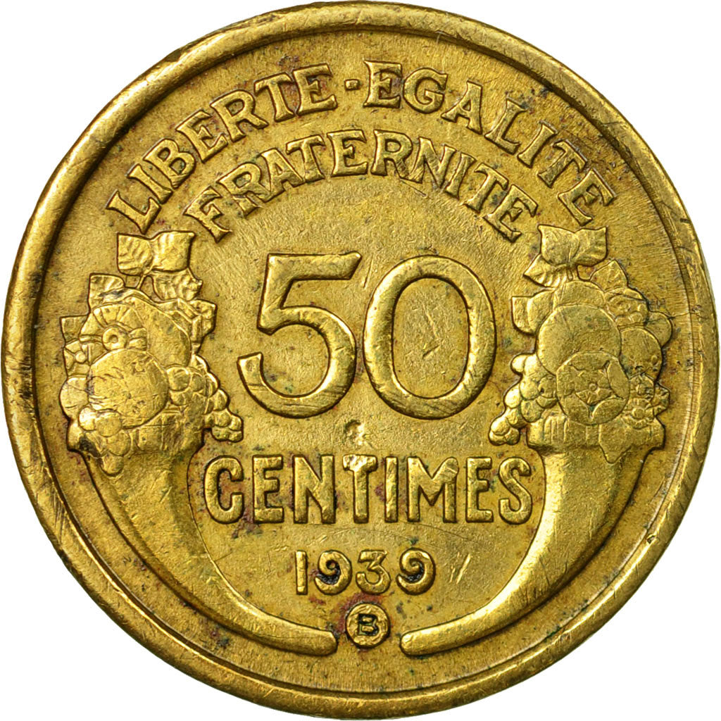 Moneta, Francia, b., Morlon, 50 Centimes, 1939, BB, Alluminio-bronzo, KM:894.2