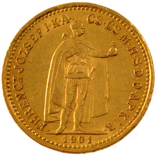 HUNGARY, 10 Korona, 1901, Kormoczbanya, KM #485, AU(55-58), Gold, 3.38