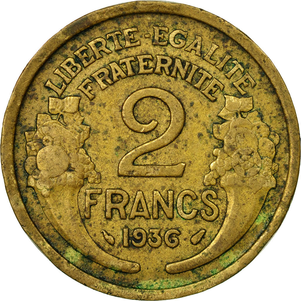Moneta, Francia, Morlon, 2 Francs, 1936, MB, Alluminio-bronzo, KM:886