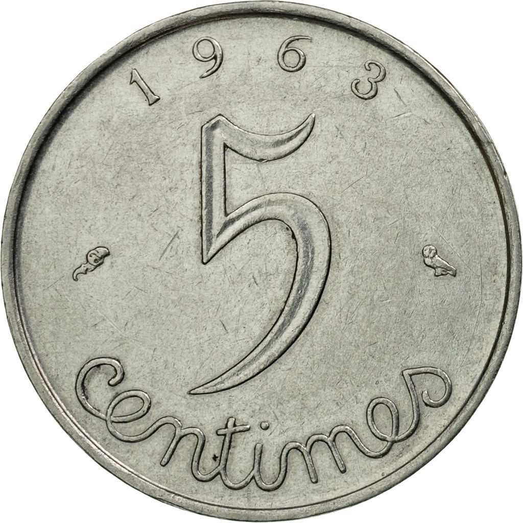 Munten, Frankrijk, Épi, 5 Centimes, 1963, Paris, FR+, Stainless Steel, KM:927