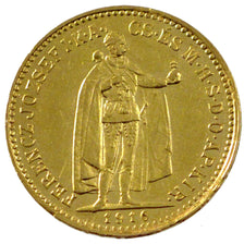 HUNGARY, 10 Korona, 1910, Kormoczbanya, KM #485, MS(60-62), Gold, 3.38