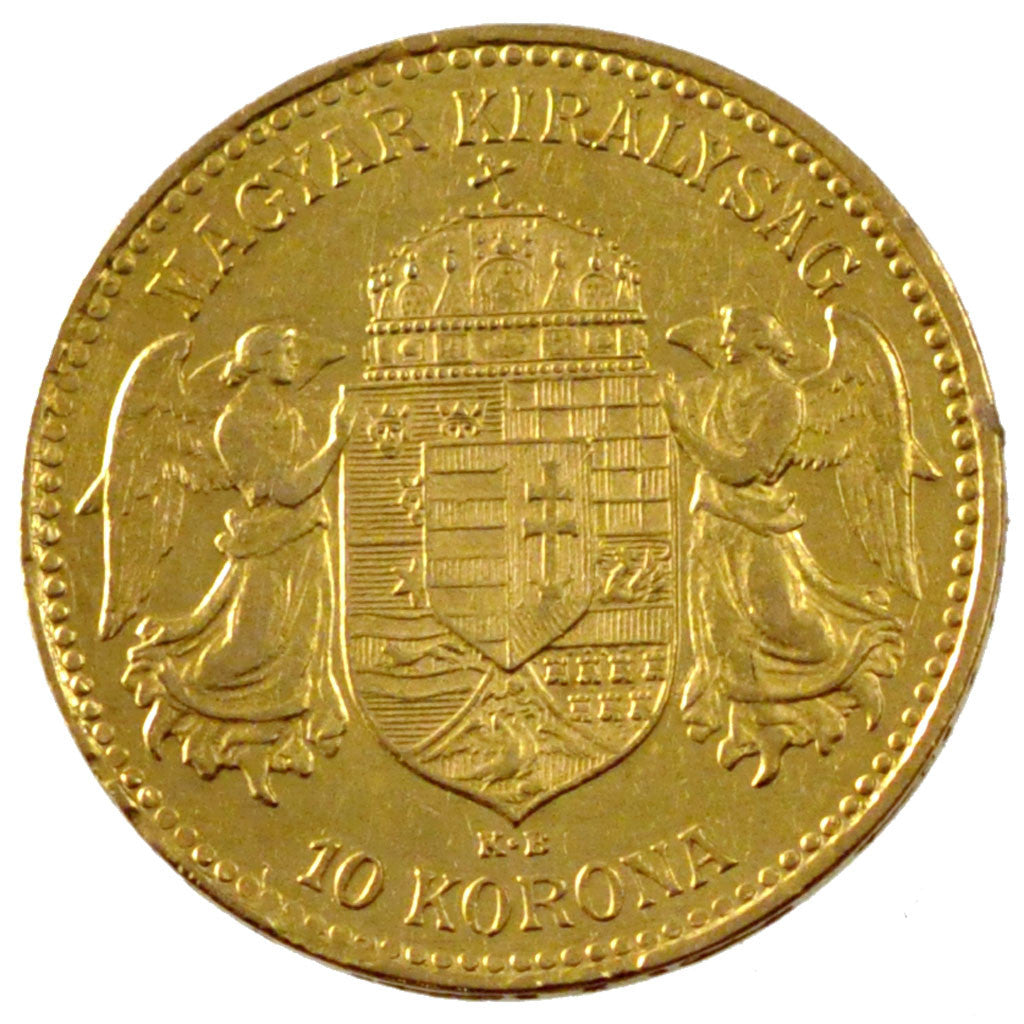 HUNGARY, 10 Korona, 1910, Kormoczbanya, KM #485, MS(60-62), Gold, 3.38