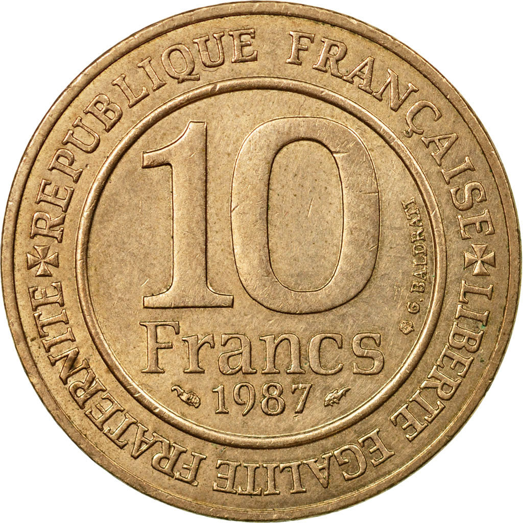Moneda, Francia, Millennium of King Capet and France, 10 Francs, 1987, MBC