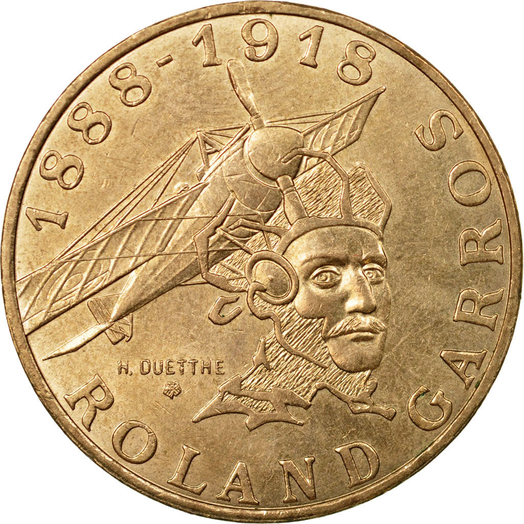 Coin, France, Roland Garros, 10 Francs, 1988, EF(40-45), Aluminum-Bronze
