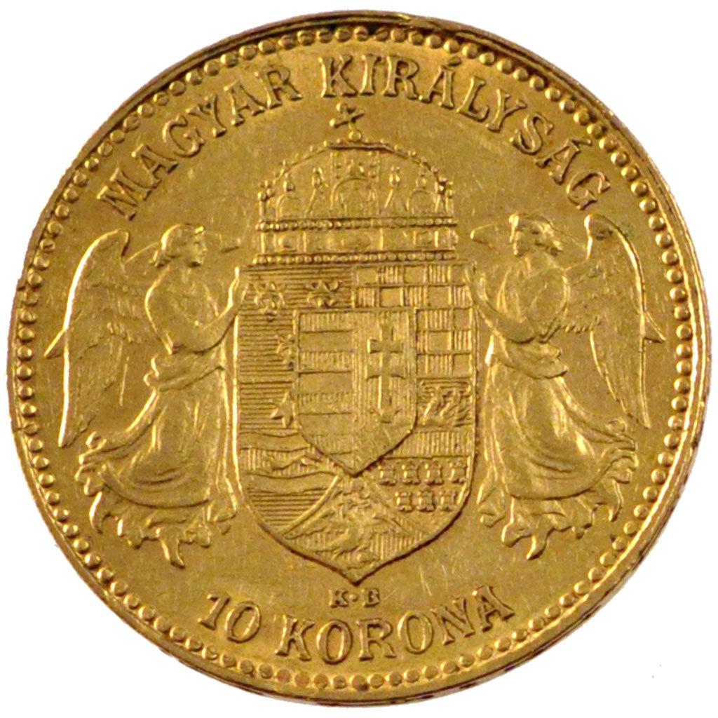 HUNGARY, 10 Korona, 1911, Kormoczbanya, KM #485, AU(55-58), Gold, 3.35