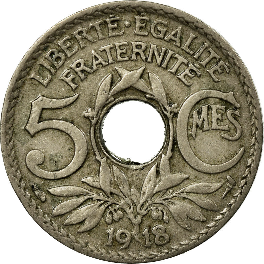 Munten, Frankrijk, Lindauer, 5 Centimes, 1918, FR+, Copper-nickel, KM:865