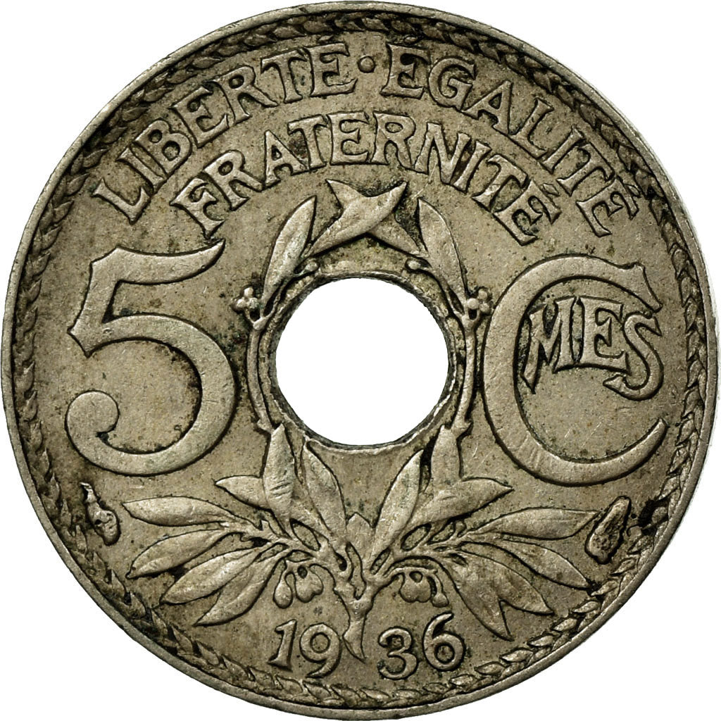 Coin, France, Lindauer, 5 Centimes, 1936, EF(40-45), Copper-nickel, KM:875