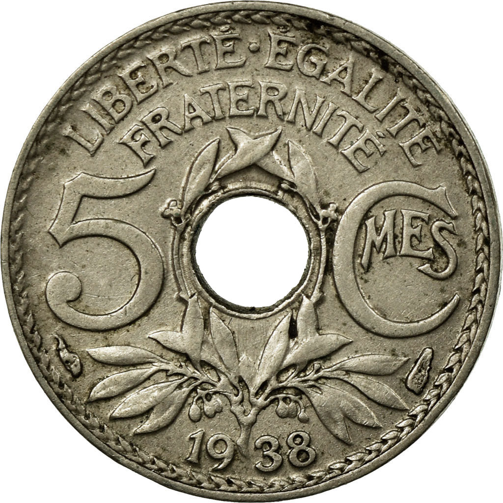 Coin, France, Lindauer, 5 Centimes, 1938, EF(40-45), Copper-nickel, KM:875