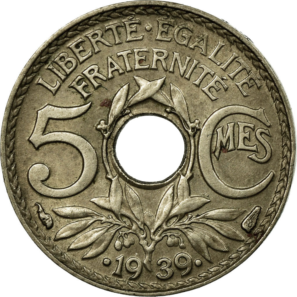 Münze, Frankreich, Lindauer, 5 Centimes, 1939, SS, Nickel-Bronze, KM:875a