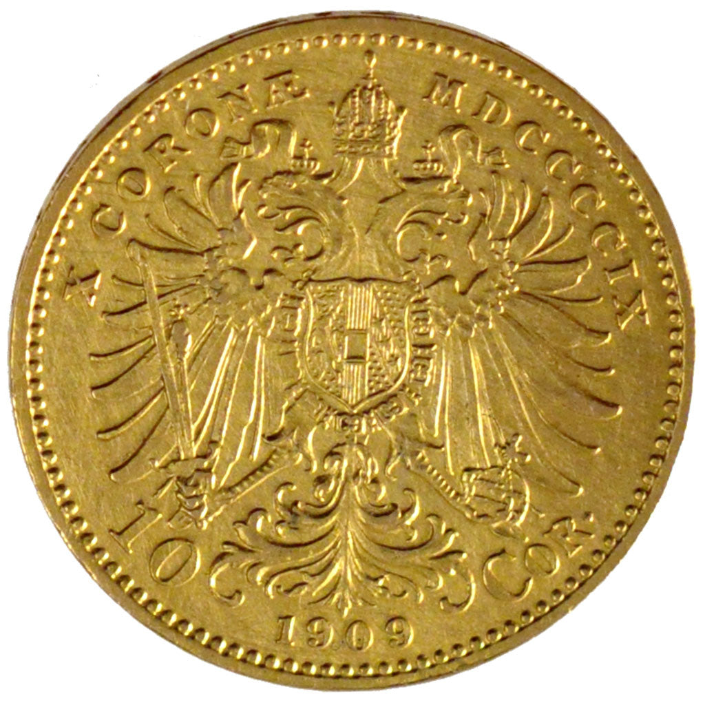 AUSTRIA, 10 Corona, 1909, Vienne, KM #2815, AU(55-58), Gold, 19, 3.38
