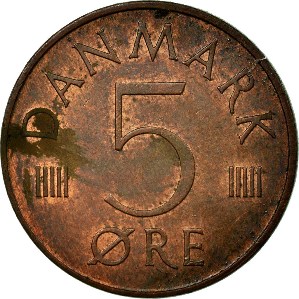 Coin, Denmark, Margrethe II, 5 Öre, 1974, Copenhagen, EF(40-45), Copper Clad