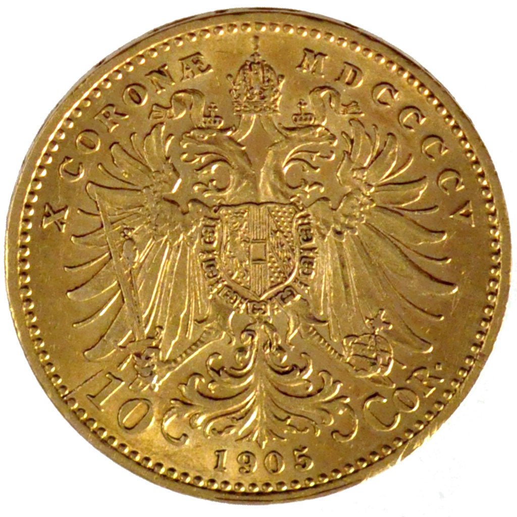 AUSTRIA, 10 Corona, 1905, Vienne, KM #2805, AU(55-58), Gold, 19, 3.38
