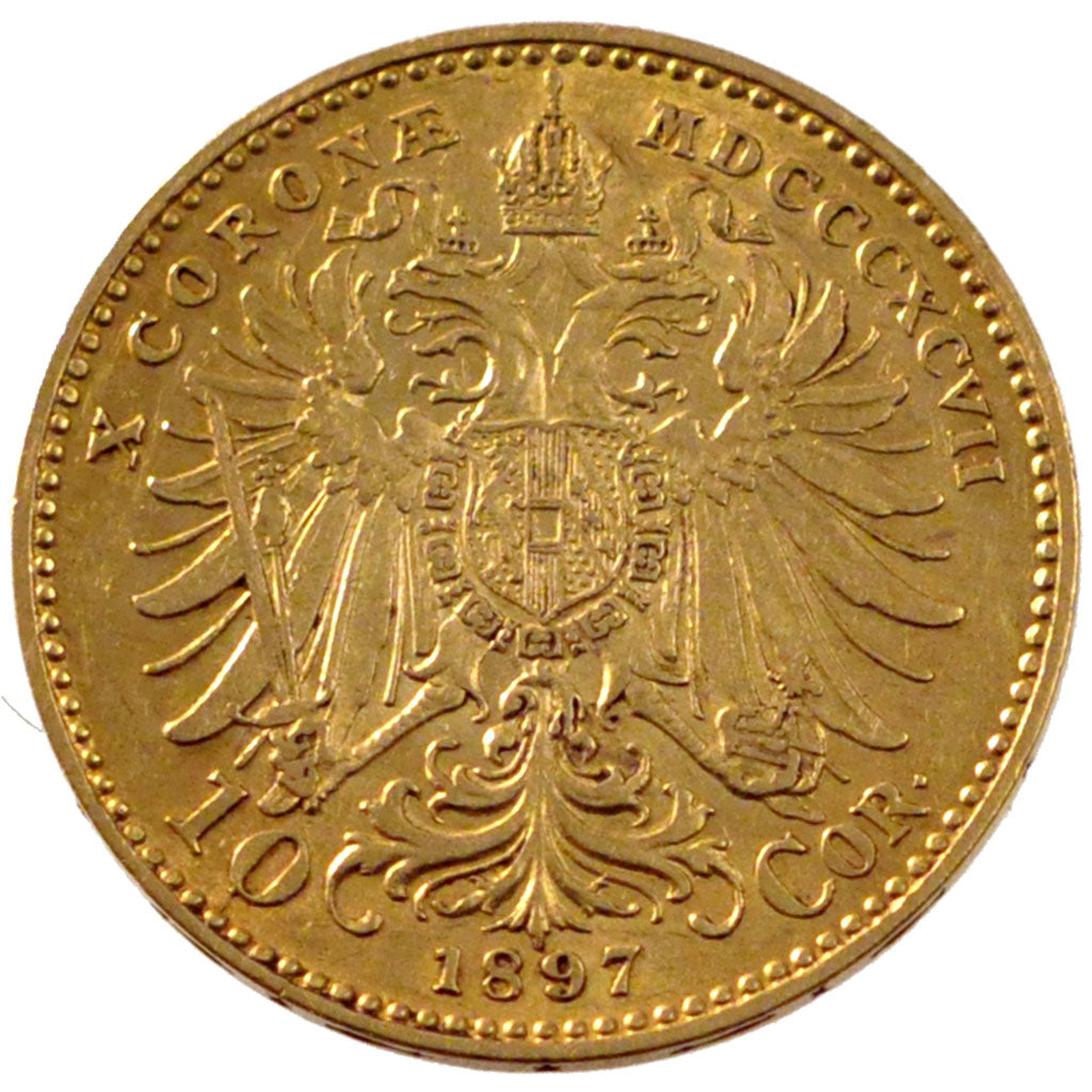 AUSTRIA, 10 Corona, 1897, Vienne, KM #2805, AU(55-58), Gold, 19, 3.35