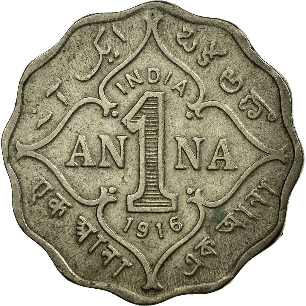 Coin, INDIA-BRITISH, George V, Anna, 1916, EF(40-45), Copper-nickel, KM:513