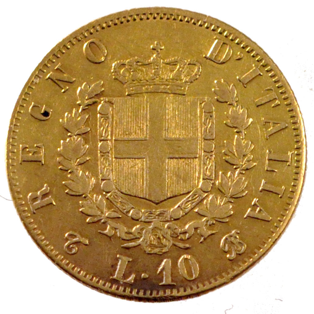 ITALY, 10 Lire, 1863, Torino, KM #9.2, EF(40-45), Gold, 18.5, 3.17