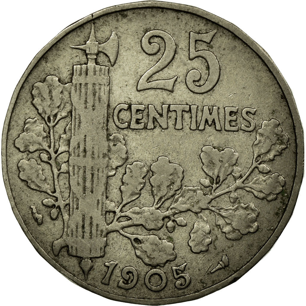 Moneta, Francia, Patey, 25 Centimes, 1905, MB+, Nichel, KM:856, Gadoury:364