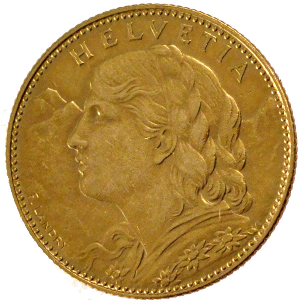 SWITZERLAND, 10 Francs, 1913, Bern, KM #36, EF(40-45), Gold, 3.21