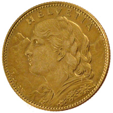 SWITZERLAND, 10 Francs, 1913, Bern, KM #36, EF(40-45), Gold, 3.21