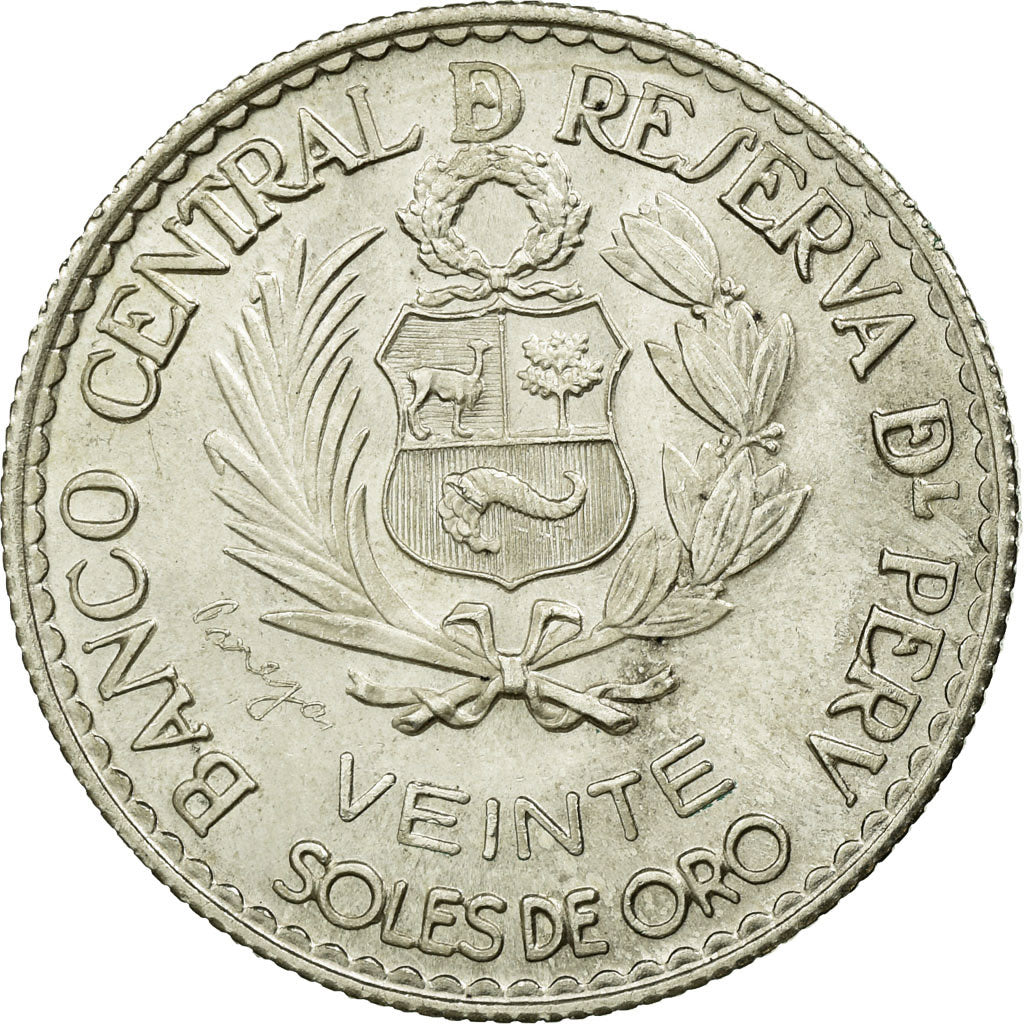 Coin, Peru, 100th Anniversary of Peru-Spain Naval Battle, 20 Soles, 1966, Lima