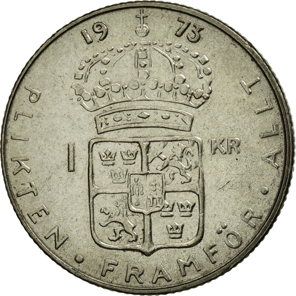 Coin, Sweden, Gustaf VI, Krona, 1973, EF(40-45), Copper-Nickel Clad Copper