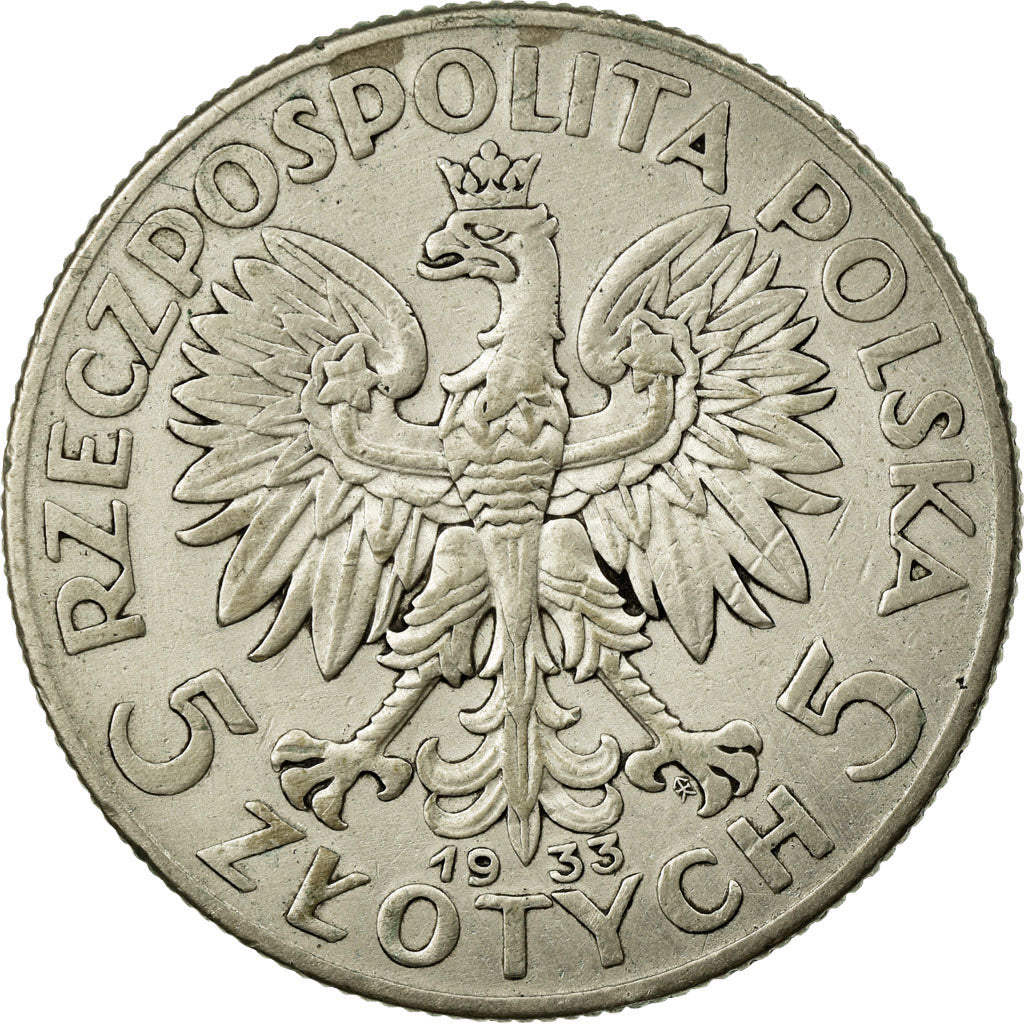 Coin, Poland, 5 Zlotych, 1933, Warsaw, EF(40-45), Silver, KM:21