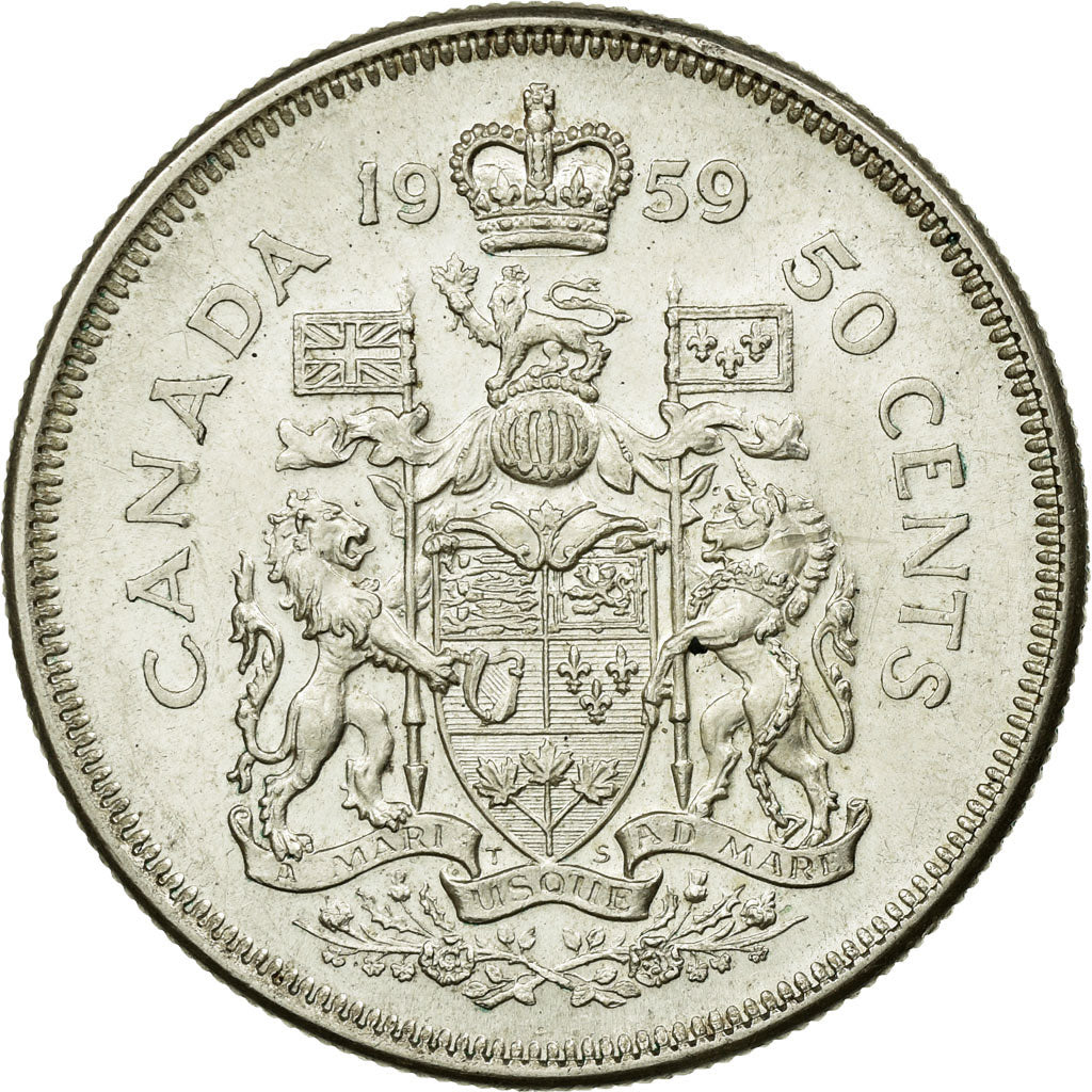 Monnaie, Canada, Elizabeth II, 50 Cents, 1959, Royal Canadian Mint, Ottawa, TTB