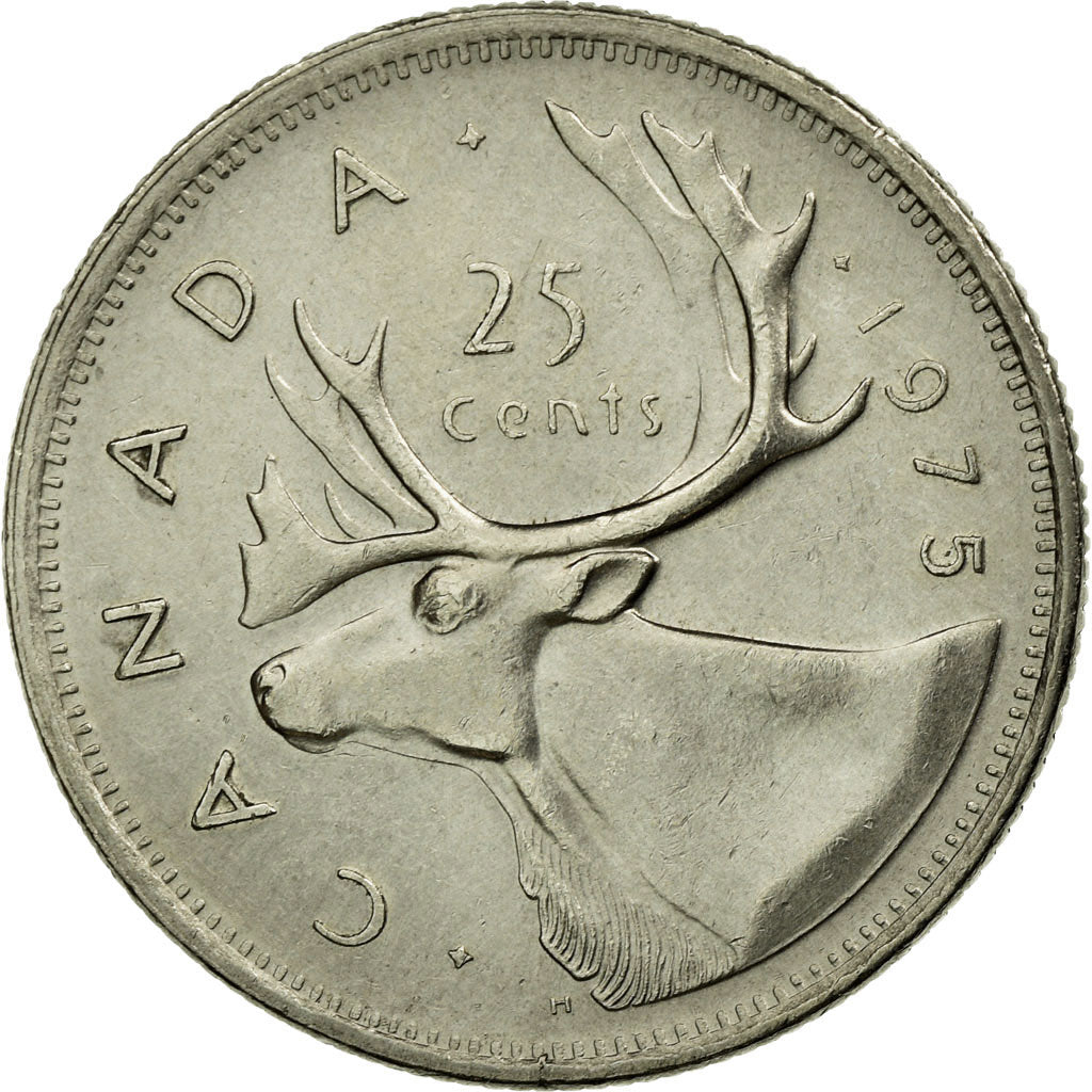 Coin, Canada, Elizabeth II, 25 Cents, 1975, Royal Canadian Mint, Ottawa