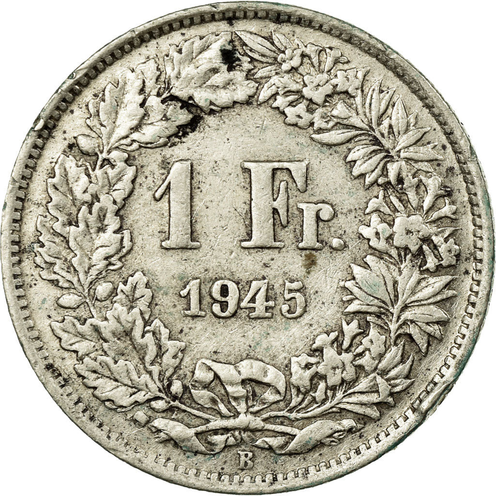 Coin, Switzerland, Franc, 1945, EF(40-45), Silver, KM:24