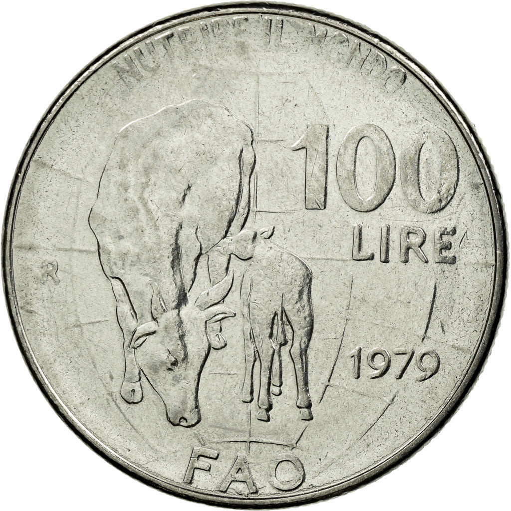 Coin, Italy, F.A.O., 100 Lire, 1979, Rome, AU(55-58), Stainless Steel, KM:106