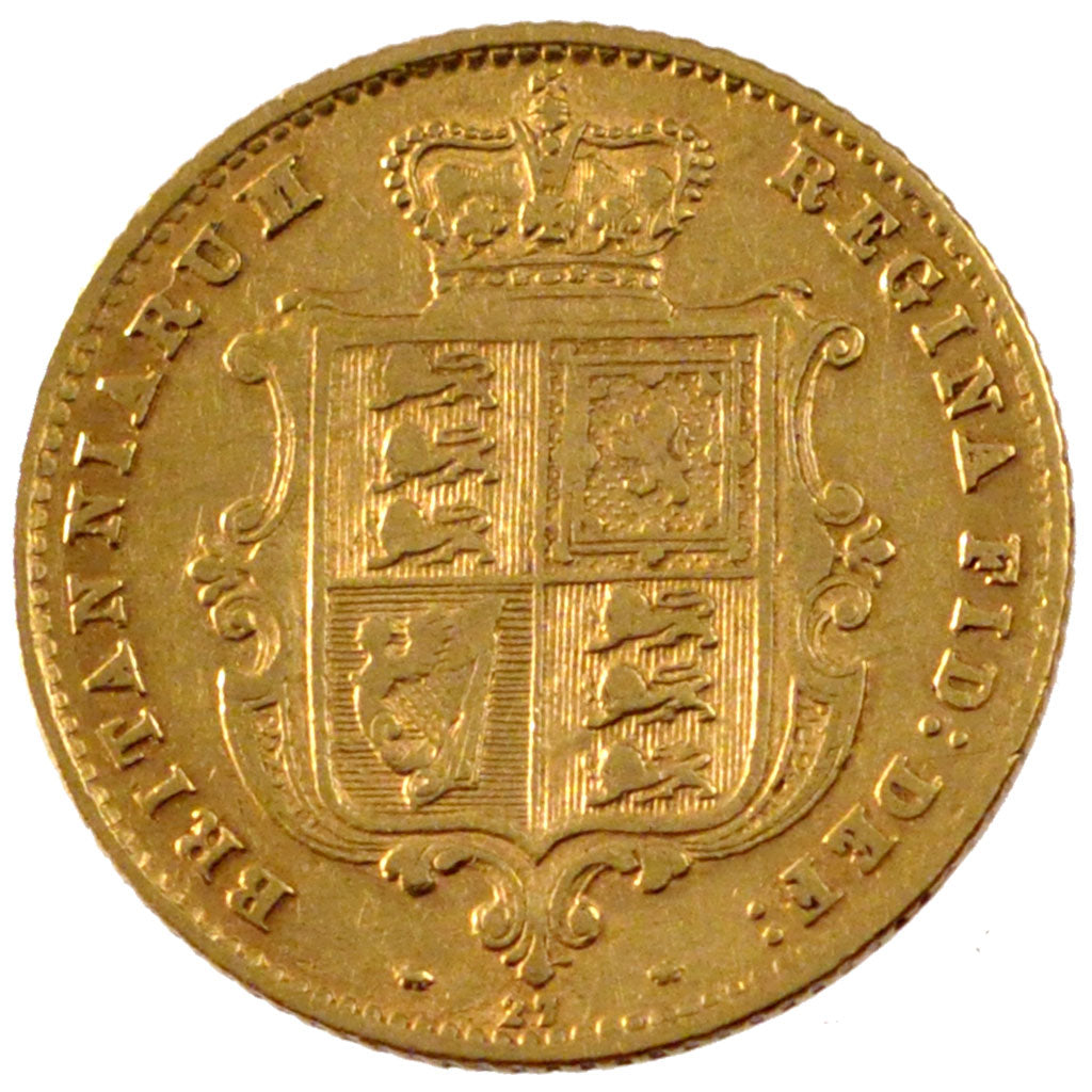 GREAT BRITAIN, 1/2 Sovereign, 1864, KM #735.2, EF(40-45), Gold, 3.95